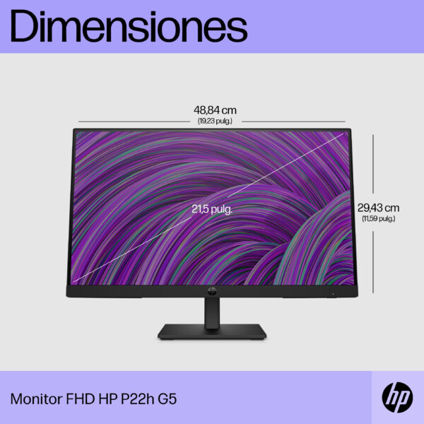 HP P22h G5 - P-Series - monitor LED - 21.5" - 1920 x 1080 Full HD (1080p) @ 75 Hz - IPS - 250 cd/m² - 1000:1 - 5 ms - HDMI, VGA, DisplayPort - altavoces - negro - para HP 250 G9 Notebook; Elite 600 G9, 800 G9; EliteDesk 800 G6; Pro 260 G9, 290 G9 - Image 7