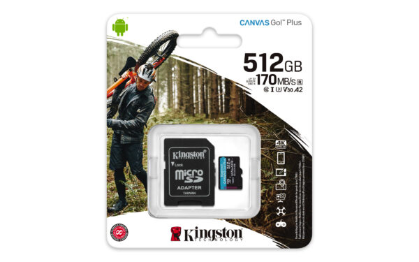 Kingston Canvas Go! Plus - Tarjeta de memoria flash (adaptador microSDXC a SD Incluido) - 512 GB - A2 / Video Class V30 / UHS-I U3 / Class10 - microSDXC UHS-I - Image 6