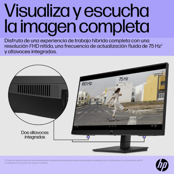 HP P22h G5 - P-Series - monitor LED - 21.5" - 1920 x 1080 Full HD (1080p) @ 75 Hz - IPS - 250 cd/m² - 1000:1 - 5 ms - HDMI, VGA, DisplayPort - altavoces - negro - para HP 250 G9 Notebook; Elite 600 G9, 800 G9; EliteDesk 800 G6; Pro 260 G9, 290 G9 - Image 11