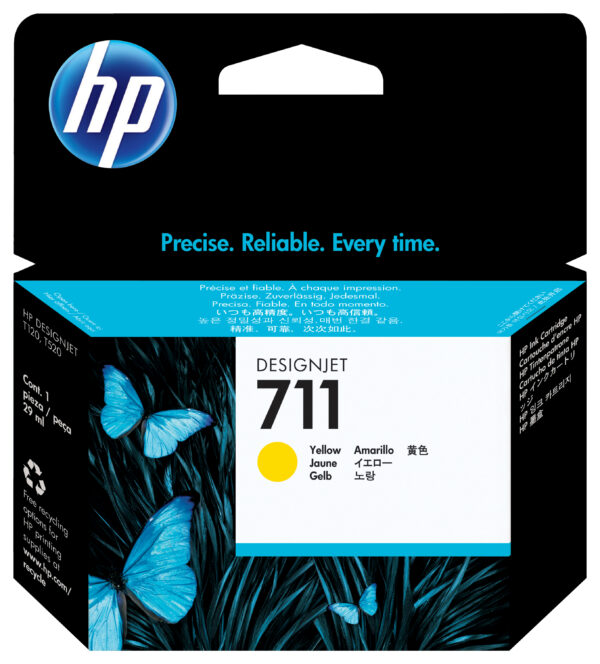 HP 711 - 29 ml - amarillo - original - DesignJet - cartucho de tinta - para DesignJet T100, T120, T120 ePrinter, T125, T130, T520, T520 ePrinter, T525, T530