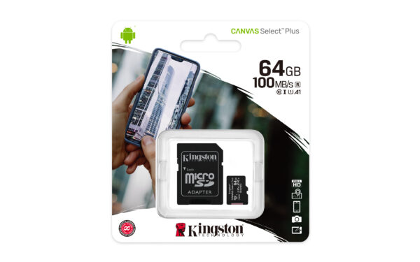 Kingston Canvas Select Plus - Tarjeta de memoria flash (adaptador microSDXC a SD Incluido) - 64 GB - A1 / Video Class V10 / UHS Class 1 / Class10 - microSDXC UHS-I - Image 6