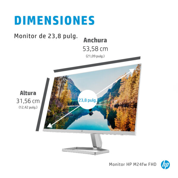 HP M24fw - Monitor LED - 24" (23.8" visible) - 1920 x 1080 Full HD (1080p) @ 75 Hz - IPS - 300 cd/m² - 1000:1 - 5 ms - HDMI, VGA - blanco cerámica, plata (base) - Image 10