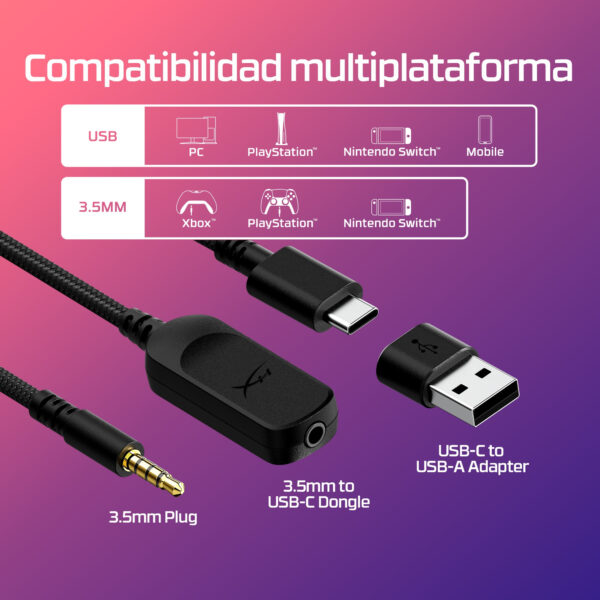 HyperX Cloud 3 - Auricular - tamaño completo - cableado - USB, conector de 3,5 mm - negro, rojo - Image 5