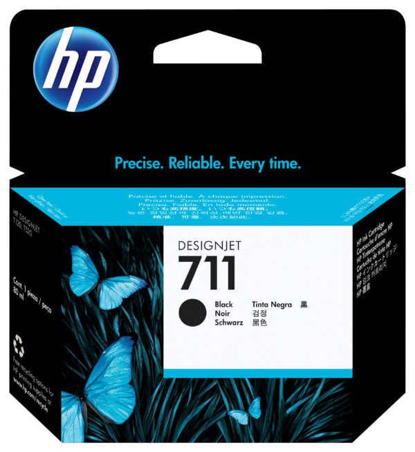 HP 711 - 80 ml - negro - original - cartucho de tinta - para DesignJet T100, T120, T120 ePrinter, T125, T130, T520, T520 ePrinter, T525, T530 - Image 2