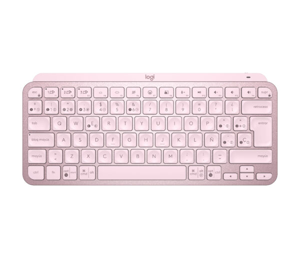 Logitech MX Keys Mini - eclado - Inalámbrico - Español - Bluetooth 5.0 / Bluetooth / 2.4 GHz / USB-C - Ergonomic Design - Rosa - Image 2