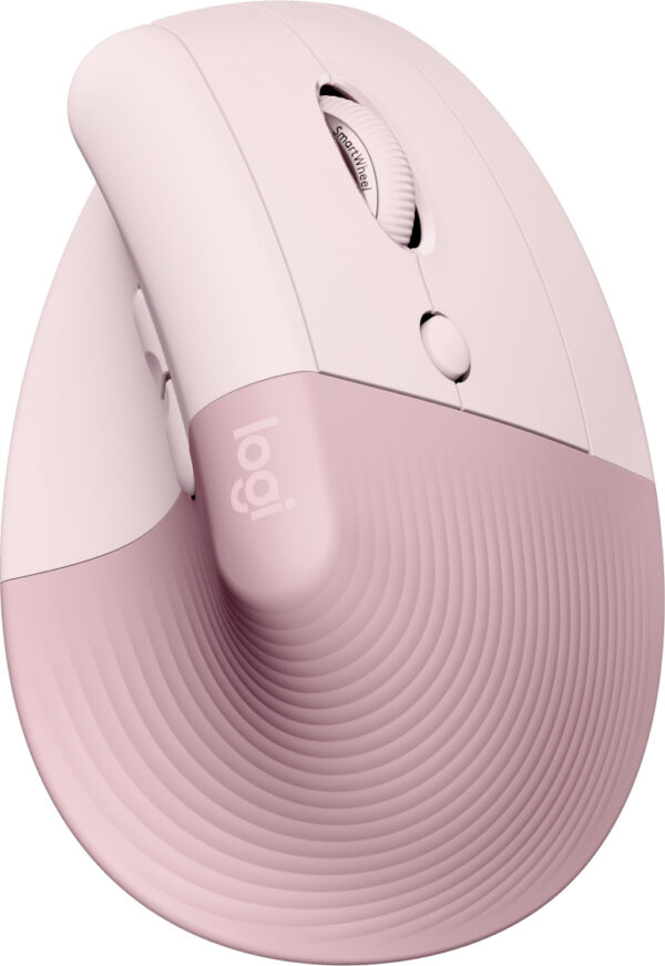 Logitech Lift Vertical Ergonomic Mouse - Ratón vertical - ergonómico - 6 botones - inalámbrico - Bluetooth, 2.4 GHz - receptor de USB Logitech Logi Bolt - rosa - Image 2