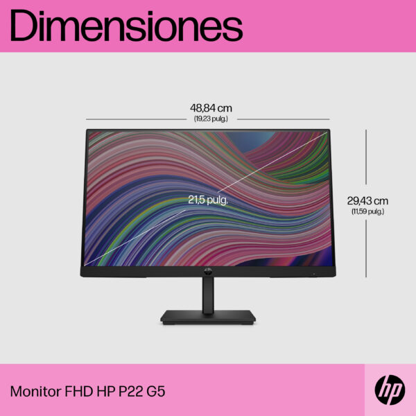 HP P22 G5 - P-Series - monitor LED - 21.5" - 1920 x 1080 Full HD (1080p) @ 75 Hz - IPS - 250 cd/m² - 1000:1 - 5 ms - HDMI, VGA, DisplayPort - negro - Image 9