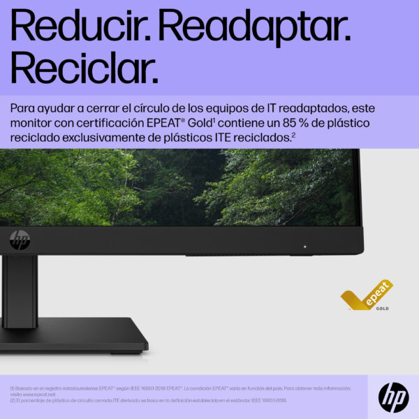 HP P22h G5 - P-Series - monitor LED - 21.5" - 1920 x 1080 Full HD (1080p) @ 75 Hz - IPS - 250 cd/m² - 1000:1 - 5 ms - HDMI, VGA, DisplayPort - altavoces - negro - para HP 250 G9 Notebook; Elite 600 G9, 800 G9; EliteDesk 800 G6; Pro 260 G9, 290 G9 - Image 10