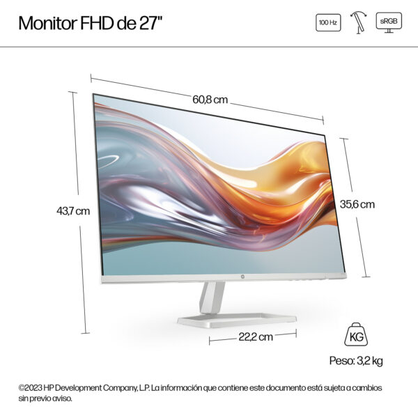 HP - 27" - 1920 x 1080 - IPS White Monitor-527sw - Imagen 6