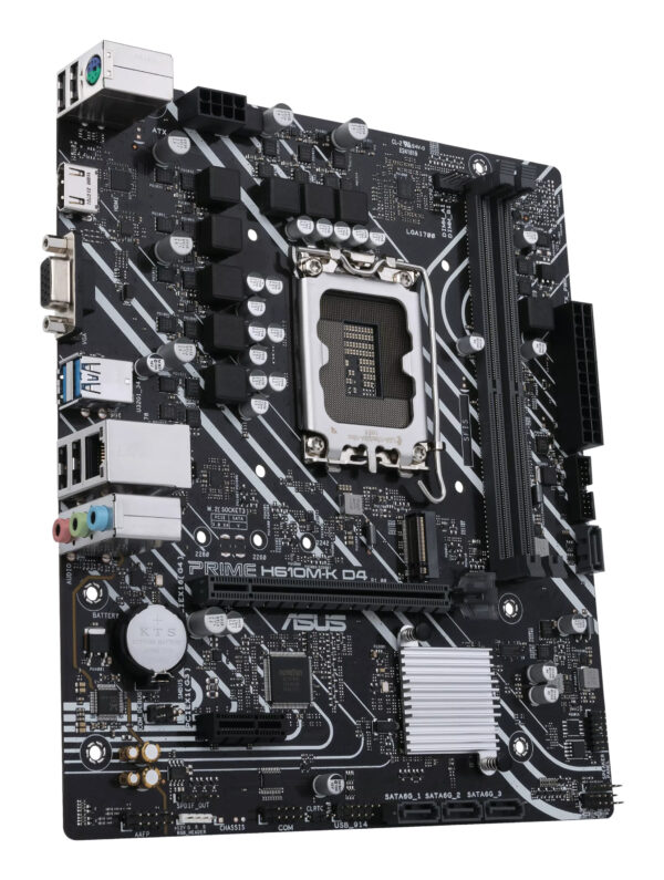 ASUS PRIME H610M-K D4 - Placa base - micro ATX - Socket LGA1700 - H610 Chipset - USB 3.2 Gen 2, USB 3.2 Gen 1 - Gigabit LAN - Tarjeta gráfica (CPU necesaria) - HD Audio (8-canales) - Imagen 5