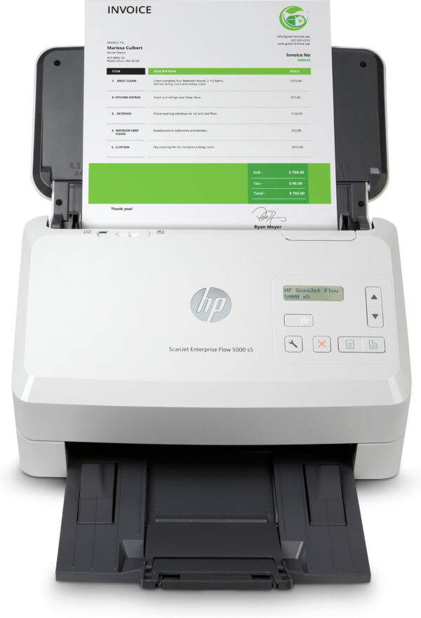 HP ScanJet Enterprise Flow 5000 s5 - Escáner de documentos - CMOS / CIS - a dos caras - 216 x 3100 mm - 600 ppp x 600 ppp - hasta 65 ppm (mono) / hasta 65 ppm (color) - Alimentador automático de documentos (ADF) (80 hojas) - hasta 7500 exploraciones por día - USB 3.0 - Imagen 2