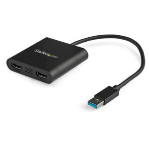 StarTech.com USB 3.0 to Dual HDMI Adapter, 1x 4K 30Hz & 1x 1080p, External Video & Graphics Card, USB Type-A to HDMI Dual Monitor Display Adapter Dongle, Supports Windows Only, Black - USB to Dual HDMI Adapter (USB32HD2) - Cable adaptador - Conforme a la TAA - USB Tipo A macho a HDMI hembra - 25 cm - negro - admite 4K30Hz (3840 x 2160) - para P/N: HDDVIMM3, HDMM12, HDMM15, HDMM1MP, HDMM2MP, HDMM3, HDMM3MP, HDMM50A, HDMM6, HDPMM50