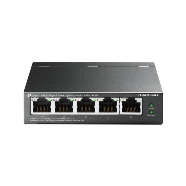 TP-Link TL-SG1005LP - V1 - conmutador - sin gestionar - 5 x 10/100/1000 (4 PoE+) - sobremesa, montaje en pared - PoE+ (40 W) - Imagen 2