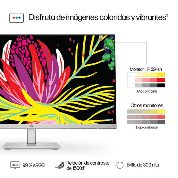 HP - 23.8" - 1920 x 1080 - Height Adjust Monitor-524sh - Imagen 8