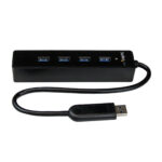 StarTech.com Adaptador Concentrador Hub Ladrón USB 3.0 Super Speed 4 Puertos Salidas Portátil para Laptop Ordenador - Negro - Hub - 4 x SuperSpeed USB 3.0 - sobremesa - para P/N: FCREADMICRO3, MSDREADU3CA