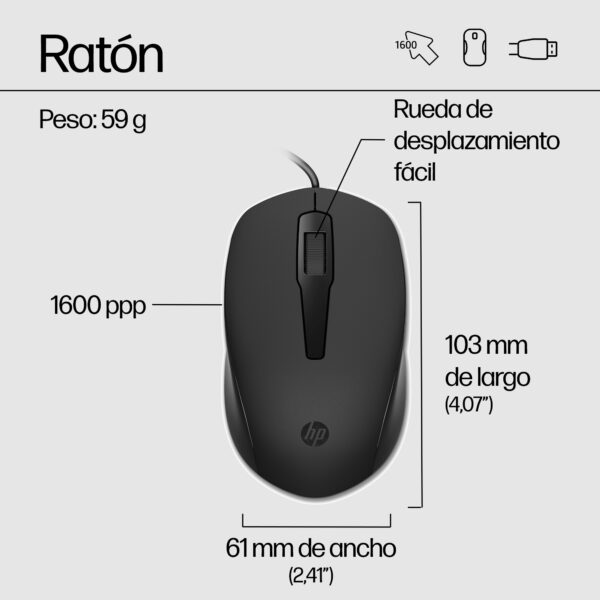 HP 150 - Juego de teclado y ratón - USB - Latinoamérica - negro - para HP 21, 22, 24, 27; Pavilion 24, 27, TP01; Pavilion Laptop 13, 14, 15 - Imagen 4