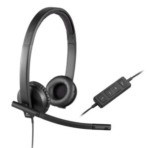 Logitech H570e Wired Headset, Stereo Headphones with Noise-Cancelling Microphone, USB, in-Line Controls with Mute Button, Indicator LED, PC/Mac/Laptop - Black - Auricular - en oreja - cableado - USB - Certificado para Skype Empresarial, con certificación Lync 2013