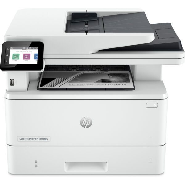 HP LaserJet Pro MFP 4103fdw - Impresora multifunción - B/N - laser - Legal (216 x 356 mm) (original) - A4/Legal (material) - hasta 42 ppm (copiando) - hasta 42 ppm (impresión) - 250 hojas - 33.6 Kbps - USB, USB 2.0, Gigabit LAN, Wi-Fi(n), host USB, Bluetooth - Imagen 4
