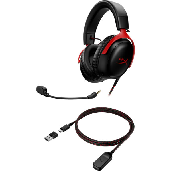HyperX Cloud 3 - Auricular - tamaño completo - cableado - USB, conector de 3,5 mm - negro, rojo - Imagen 5
