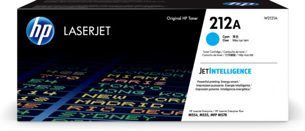 HP 212A - Cián - original - LaserJet - cartucho de tóner (W2121A) - para Color LaserJet Enterprise M555, MFP M578; LaserJet Enterprise Flow MFP M578