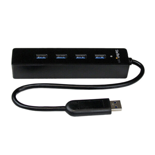 StarTech.com Adaptador Concentrador Hub Ladrón USB 3.0 Super Speed 4 Puertos Salidas Portátil para Laptop Ordenador - Negro - Hub - 4 x SuperSpeed USB 3.0 - sobremesa - para P/N: FCREADMICRO3, MSDREADU3CA - Imagen 2