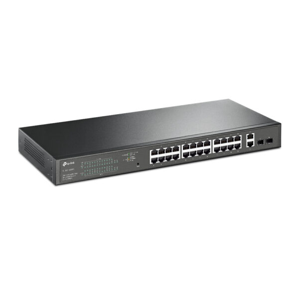TP-Link TL-SG1428PE - Conmutador - inteligente - 24 x 10/100/1000 (PoE+) + 2 x 10/100/1000 - montaje en rack - PoE+ (250 W) - CA 100 - 240 V - Imagen 3