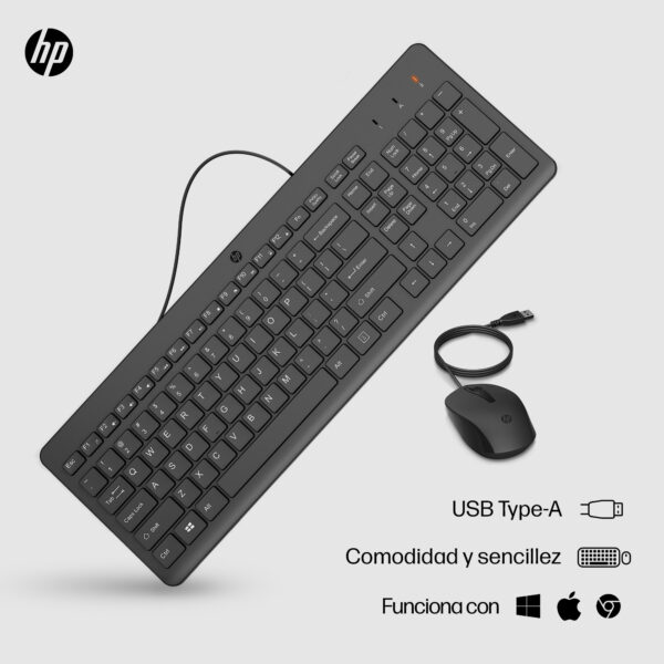HP 150 - Juego de teclado y ratón - USB - Latinoamérica - negro - para HP 21, 22, 24, 27; Pavilion 24, 27, TP01; Pavilion Laptop 13, 14, 15 - Imagen 3