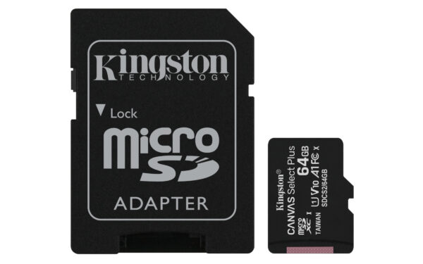 Kingston Canvas Select Plus - Tarjeta de memoria flash (adaptador microSDXC a SD Incluido) - 64 GB - A1 / Video Class V10 / UHS Class 1 / Class10 - microSDXC UHS-I - Imagen 2