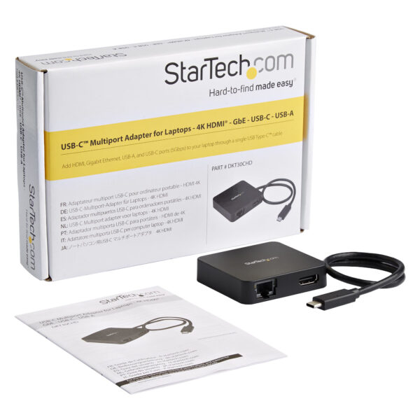 StarTech.com Adaptador Multipuertos USB C - Mini Dock Portátil USB-C 4K HDMI - Gigabit Ethernet - Hub USB 3.0  (1x USB-A 1x USB-C) - Adaptador Multi USB TipoC - Compatible con Thunderbolt 3 (DKT30CHD) - Estación de conexión - USB-C / Thunderbolt 3 - HDMI - 1GbE - Conforme a la TAA - Imagen 8