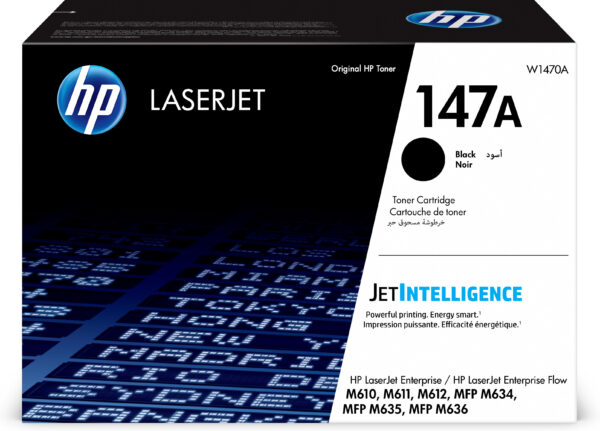 HP 147A - Negro - original - LaserJet - cartucho de tóner (W1470A) - para LaserJet Enterprise MFP M634; LaserJet Enterprise Flow MFP M634, MFP M635, MFP M636