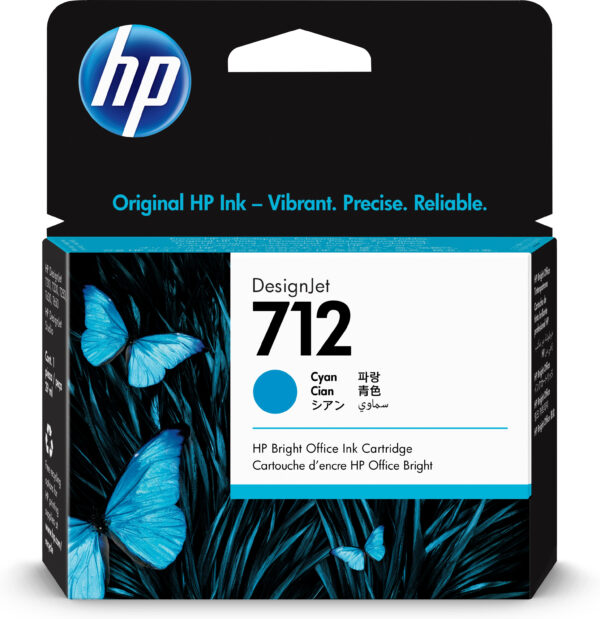 HP 712 - 29 ml - cián - original - DesignJet - cartucho de tinta - para DesignJet Studio, T210, T230, T250, T630, T650