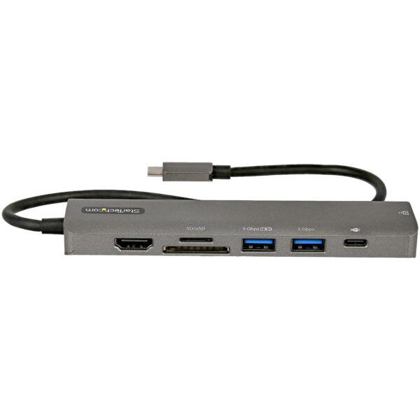 StarTech.com Adaptador Multipuertos USB C - Docking Station USB Tipo C a HDMI 2.0 4K 60Hz - Entrega de Alimentación 100W Pass-through - SD - MicroSD - Hub USB 3.0 de 2 Puertos - GbE (DKT30CHSDPD1) - Estación de conexión - USB-C / Thunderbolt 3 - HDMI - 1GbE - Imagen 3