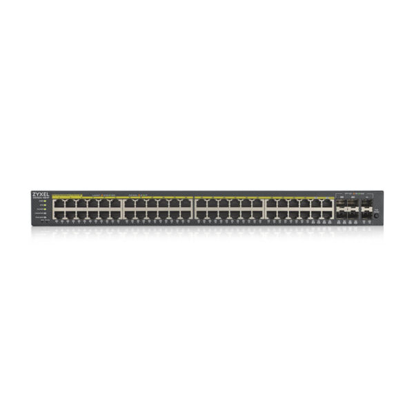 Zyxel GS1920-48HPv2 - Conmutador - inteligente - 48 x 10/100/1000 (PoE+) + 4 x Gigabit SFP combinado + 2 x Gigabit SFP - montaje en rack - PoE+ (375 W) - Imagen 3