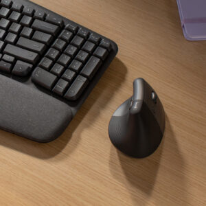 Logitech Lift Vertical Ergonomic Mouse - Ratón vertical - ergonómico - 6 botones - inalámbrico - Bluetooth, 2.4 GHz - receptor de USB Logitech Logi Bolt - grafito