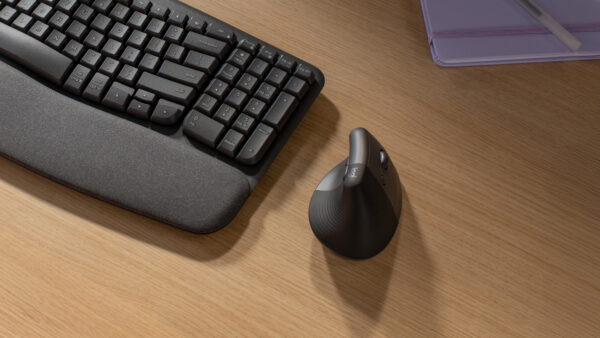 Logitech Lift Vertical Ergonomic Mouse - Ratón vertical - ergonómico - 6 botones - inalámbrico - Bluetooth, 2.4 GHz - receptor de USB Logitech Logi Bolt - grafito