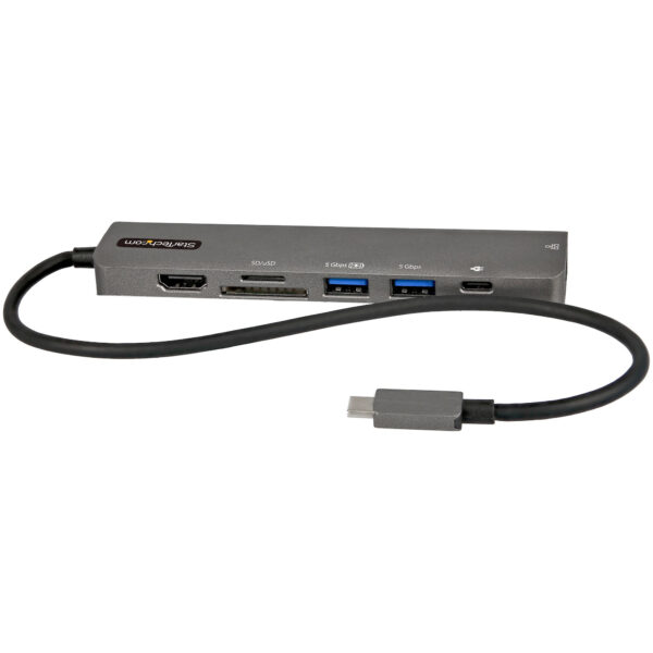 StarTech.com Adaptador Multipuertos USB C - Docking Station USB Tipo C a HDMI 2.0 4K 60Hz - Entrega de Alimentación 100W Pass-through - SD - MicroSD - Hub USB 3.0 de 2 Puertos - GbE (DKT30CHSDPD1) - Estación de conexión - USB-C / Thunderbolt 3 - HDMI - 1GbE