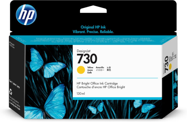 HP 730 - 130 ml - amarillo - original - DesignJet - cartucho de tinta - para DesignJet SD Pro MFP, T1600, T1600dr, T1700, T1700dr, T1708, T1708dr, T2600, T2600dr