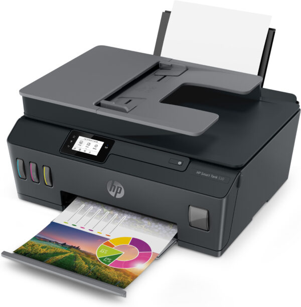 HP Smart Tank 530 - Impresora multifunción - color - chorro de tinta - Legal (216 x 356 mm) (original) - A4/Legal (material) - hasta 10 ppm (copiando) - hasta 11 ppm (impresión) - 100 hojas - USB 2.0, Wi-Fi(n), Bluetooth - Imagen 3