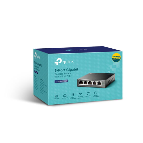 TP-Link TL-SG1005LP - V1 - conmutador - sin gestionar - 5 x 10/100/1000 (4 PoE+) - sobremesa, montaje en pared - PoE+ (40 W) - Imagen 4
