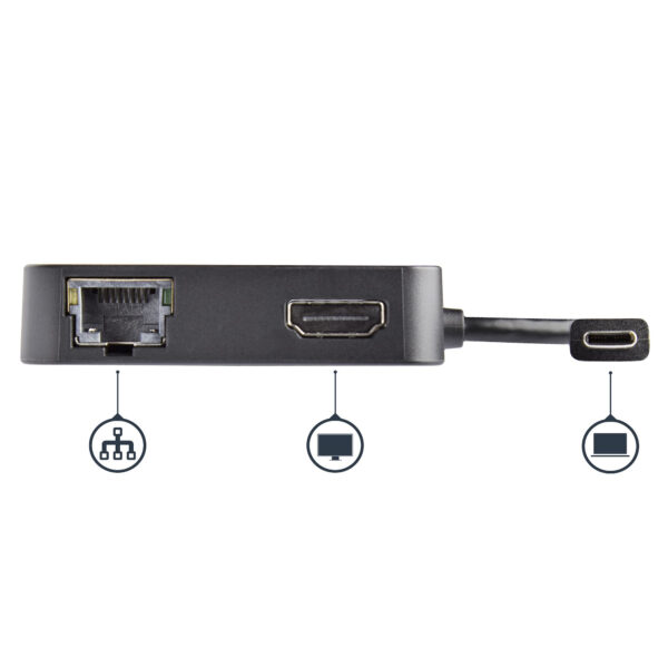 StarTech.com Adaptador Multipuertos USB C - Mini Dock Portátil USB-C 4K HDMI - Gigabit Ethernet - Hub USB 3.0  (1x USB-A 1x USB-C) - Adaptador Multi USB TipoC - Compatible con Thunderbolt 3 (DKT30CHD) - Estación de conexión - USB-C / Thunderbolt 3 - HDMI - 1GbE - Conforme a la TAA - Imagen 5