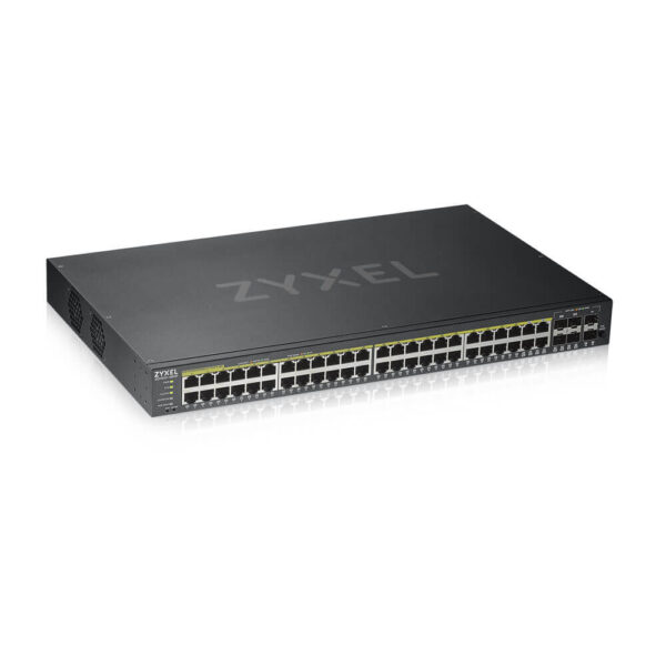 Zyxel GS1920-48HPv2 - Conmutador - inteligente - 48 x 10/100/1000 (PoE+) + 4 x Gigabit SFP combinado + 2 x Gigabit SFP - montaje en rack - PoE+ (375 W) - Imagen 2