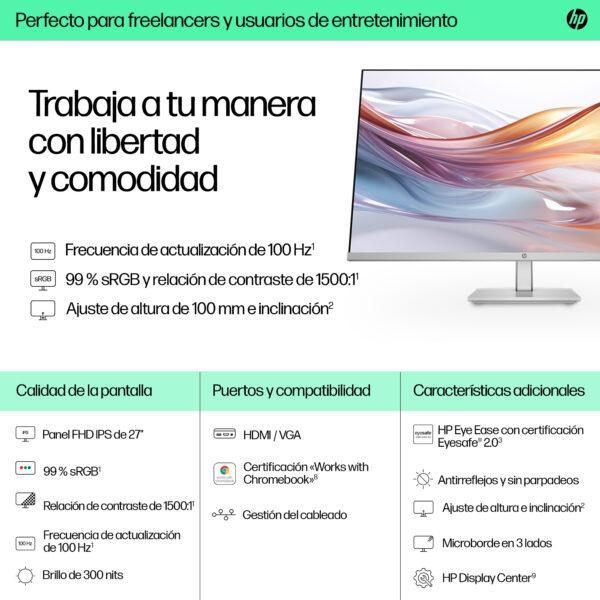 HP Monitor Series 5 27inch FHD Height Adjust-527sh - Imagen 4