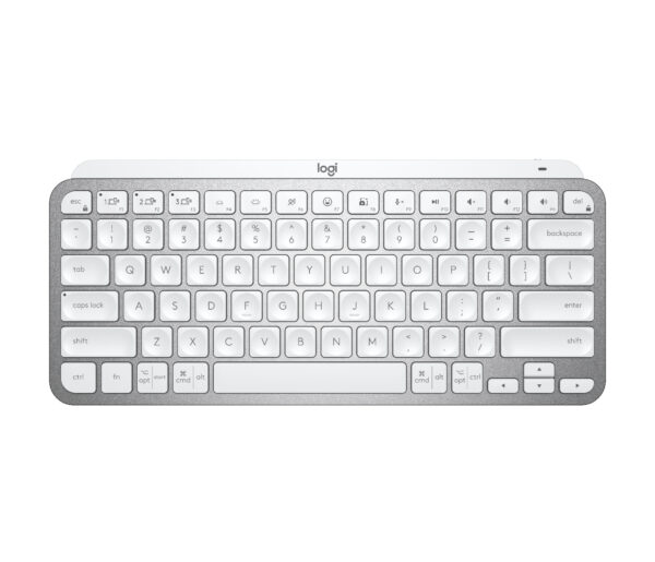 Logitech MX Keys Mini - Teclado - Inalámbrico - Español - USB / Bluetooth 5.0 / Bluetooth - Ergonomic Design - Gris pálido - Imagen 2