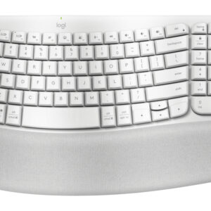 Logitech Ergo Series Wave Keys Wireless Ergonomic Keyboard with Cushioned Palm Rest, Off-white - Teclado - con reposamanos acolchado - inalámbrico - Bluetooth LE - blanco hueso