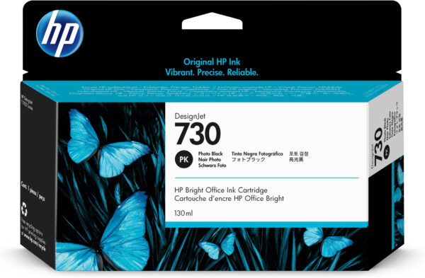 HP 730 - 130 ml - Photo Negro - original - DesignJet - cartucho de tinta - para DesignJet SD Pro MFP, T1600, T1600dr, T1700, T1700dr, T1708, T1708dr, T2600, T2600dr