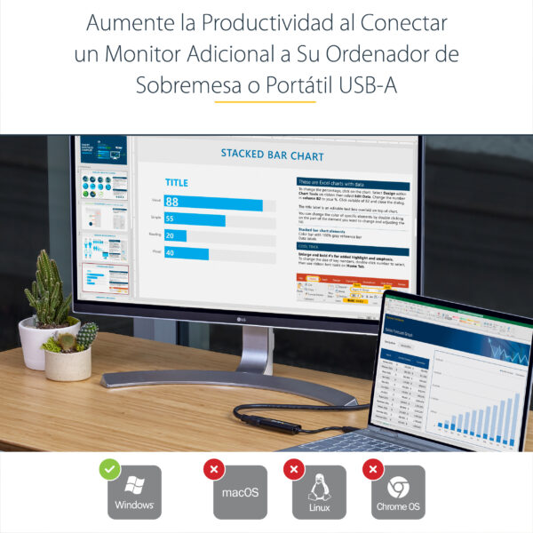 StarTech.com Adaptador Gráfico Conversor USB 3.0 a HDMI - Cable Convertidor Compacto de Vídeo - Cable adaptador - Conforme a la TAA - USB Tipo A macho a HDMI hembra - 19 cm - negro - compatibilidad con 1080p - para P/N: HDDVIMM3, HDMM12, HDMM15, HDMM1MP, HDMM2MP, HDMM3, HDMM3MP, HDMM50A, HDMM6, HDPMM50 - Imagen 7