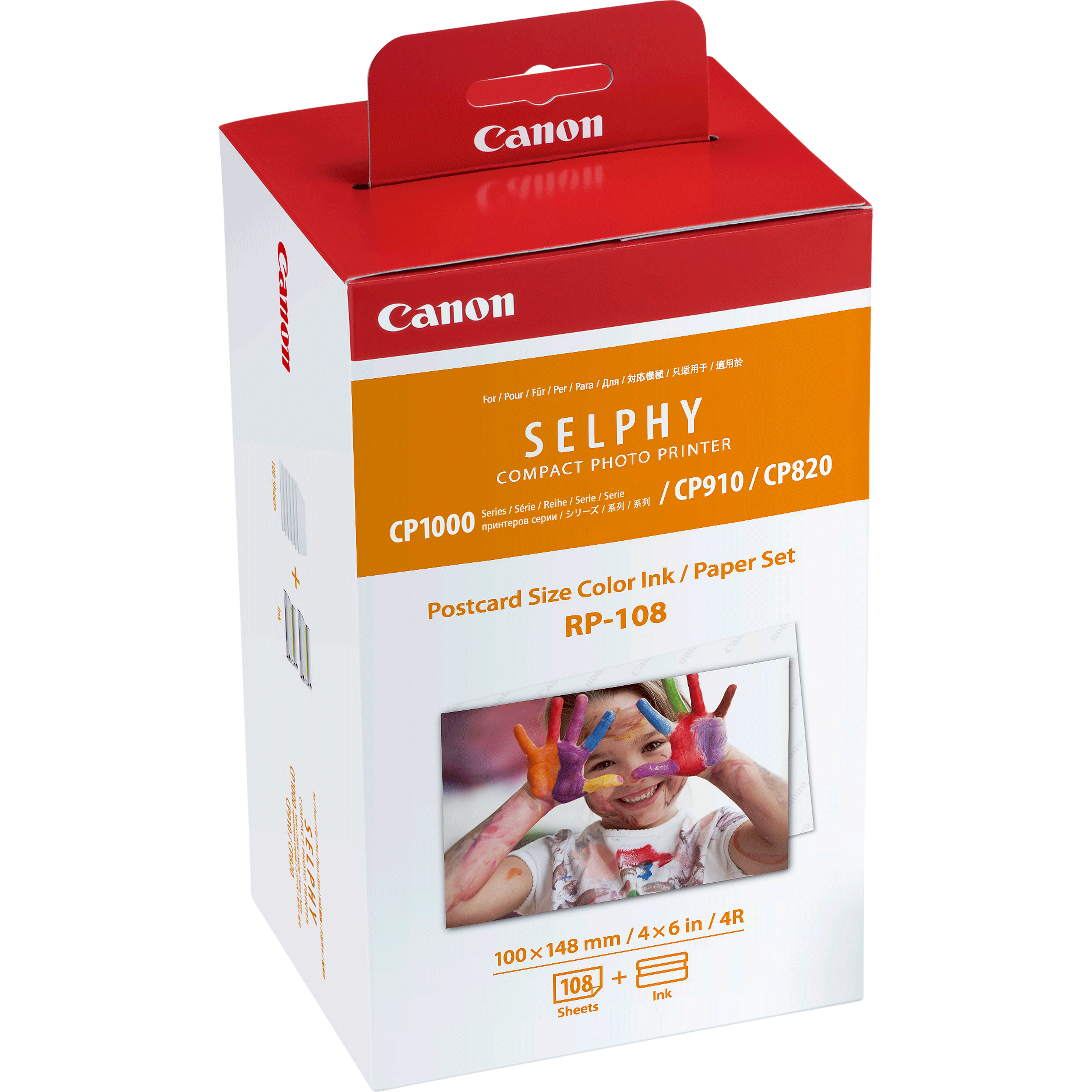 Canon RP-108 - Kit de casete con cinta de impresión y papel - para Canon SELPHY CP1000, CP1200, CP1300, CP820, CP910