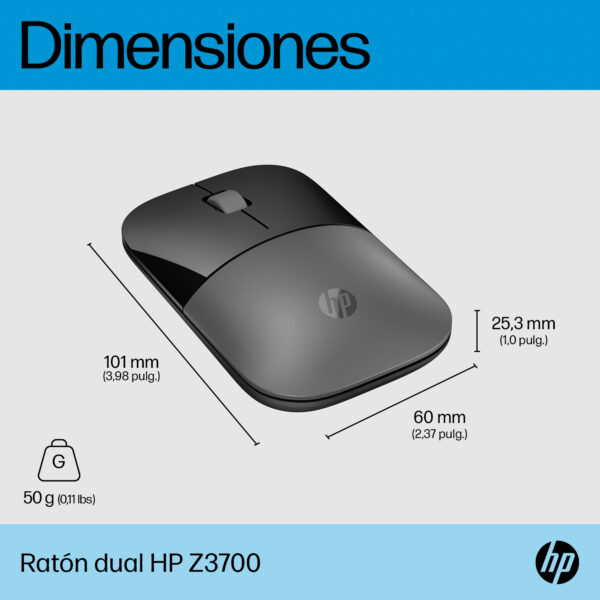 HP - Z3700 - Ratón - Inalámbrico - Plata - Imagen 6