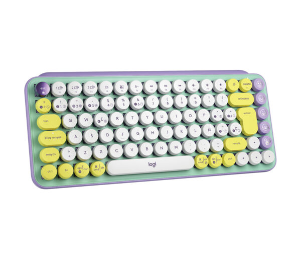 Logitech POP Keys - Teclado - Inalámbrico - Español - USB / Bluetooth LE / Bluetooth 5.1 / Bluetooth - Diseño ergonómico - Morado - Imagen 4