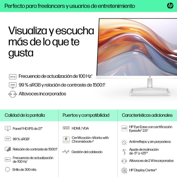 HP Series 5 - 27" - 1920 x 1080 - with Speakers-527sa - Imagen 4